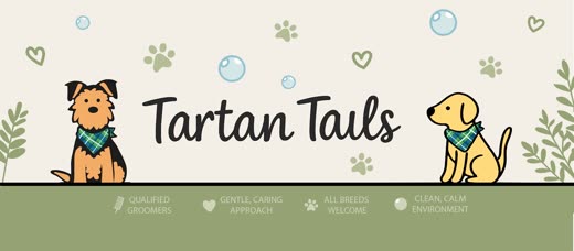 The second illustrated bandana dog from the Tartan Tails brand artwork
